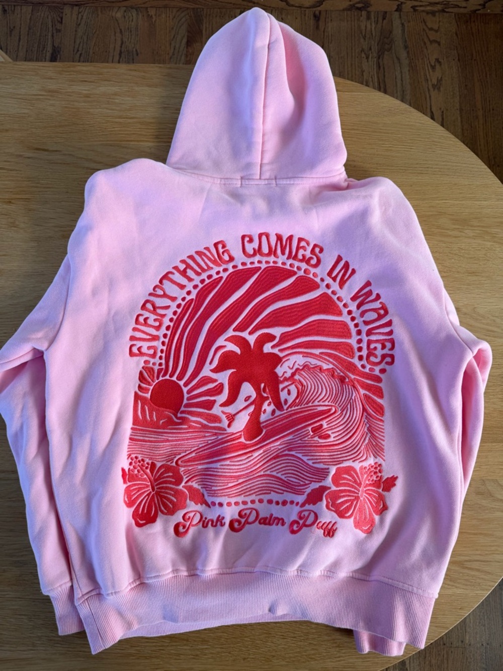 Girls' Pink Palm “Everything Comes in Waves” Hoodie - Picture 2 of 5